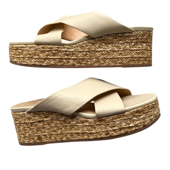 Marion Parke Bethany Wedge Bone Napa Leather New Excellent Italy $595. Size 7.5 - Picture 5 of 12